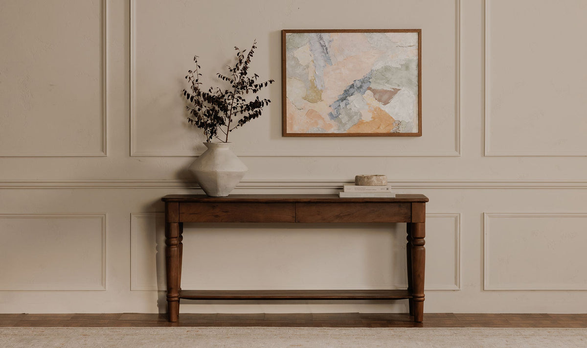 65" Brown Acacia Console Table