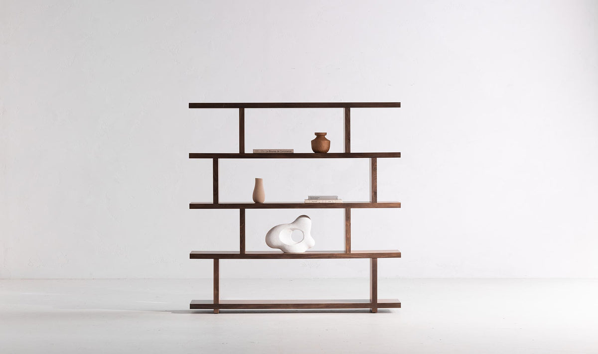 63" Brown Walnut Large Shelving Unit