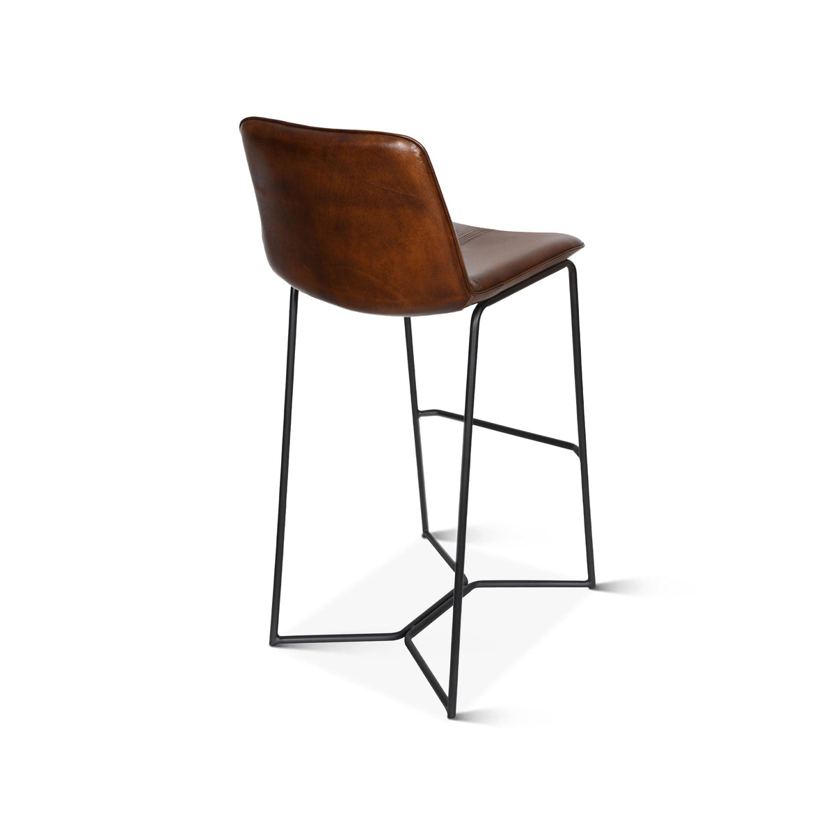 18" Hand-Washed Chestnut Leather Bar Chair