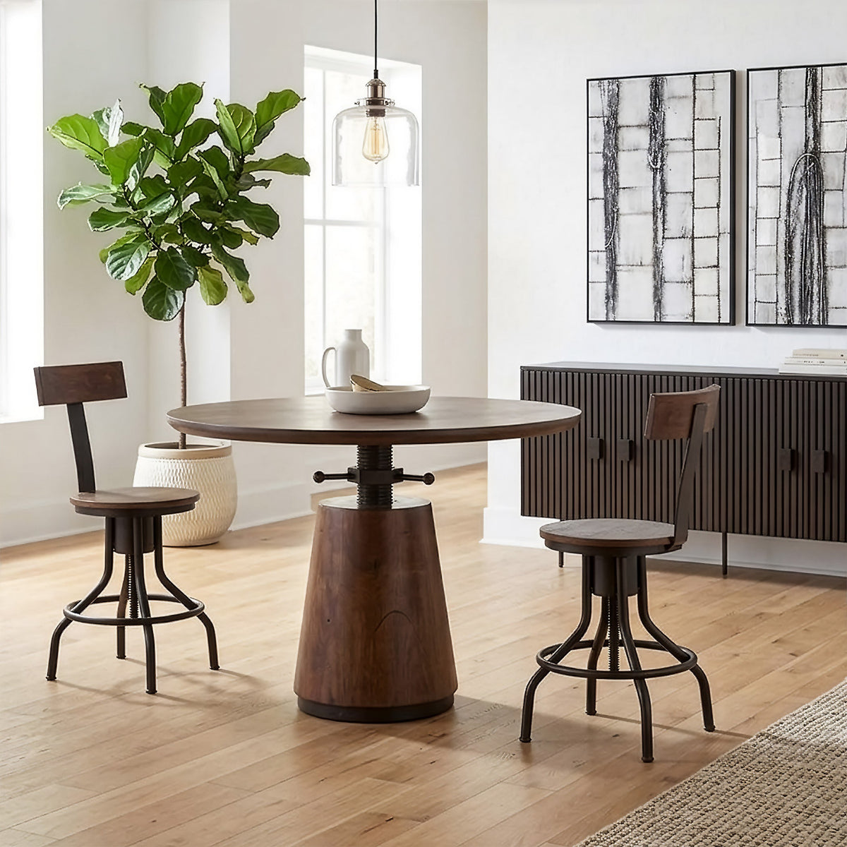 15" Walnut Adjustable Stool