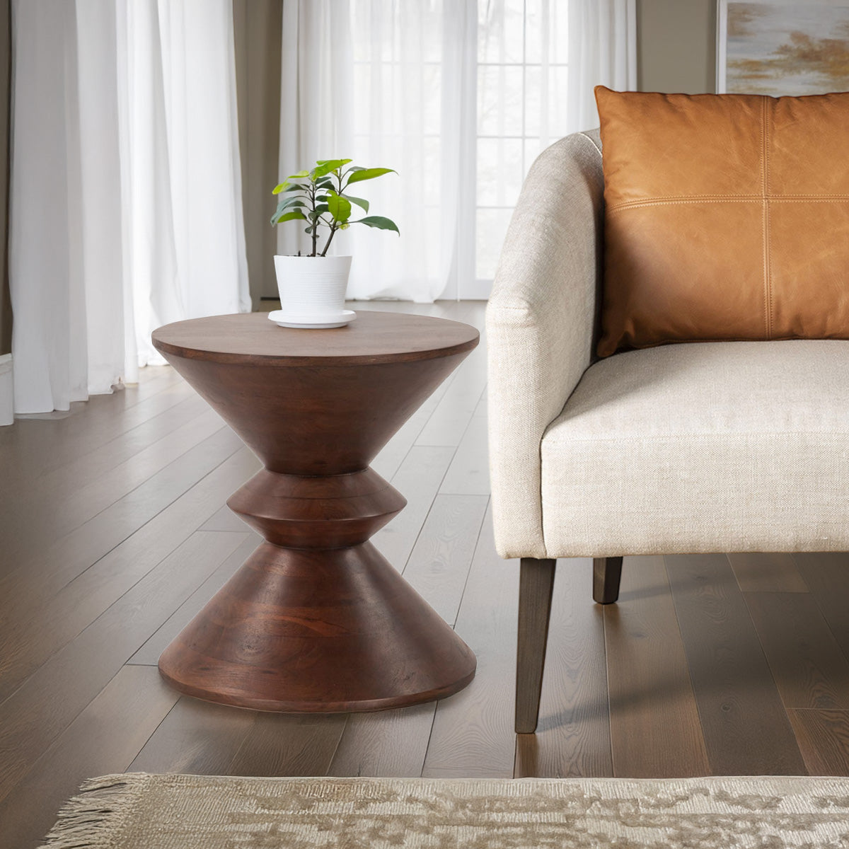 18" Royal Brown Mango Wood Accent Table