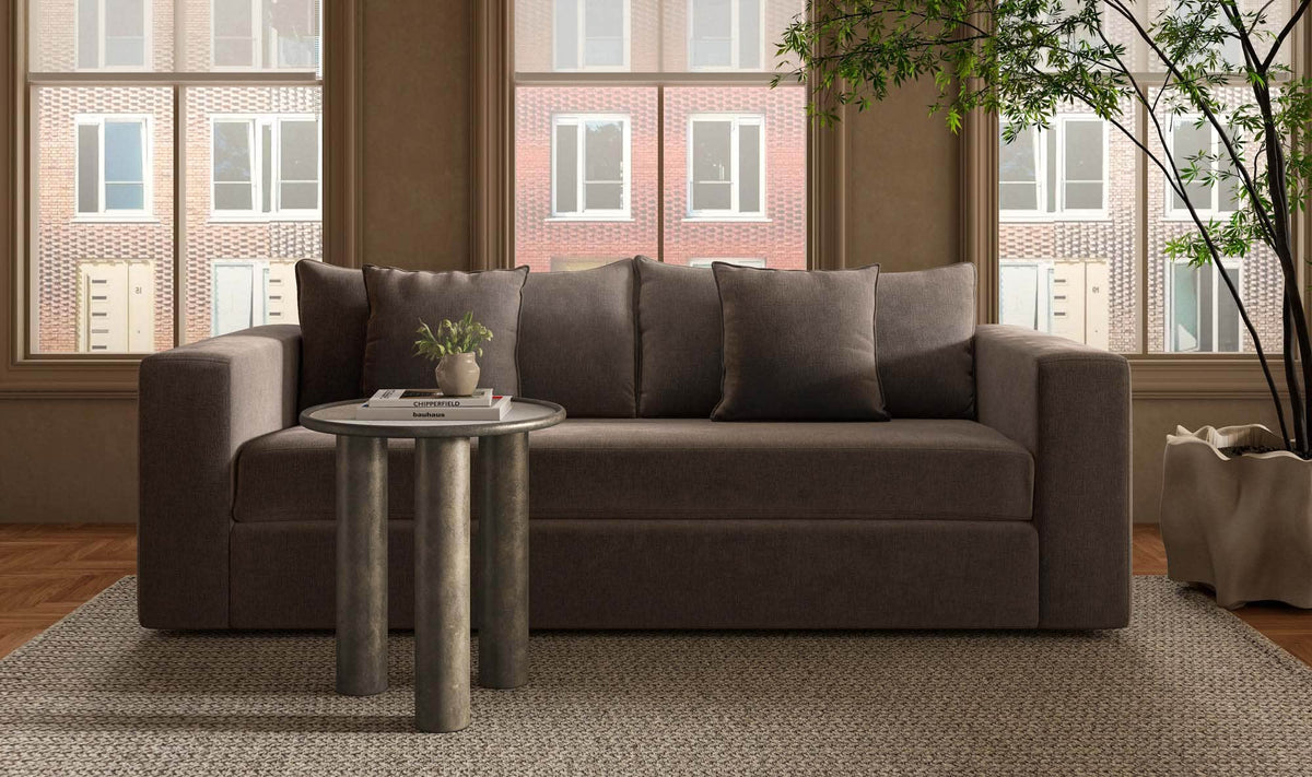 87.8" Warm Charcoal Upholstered Sleeper Sofa