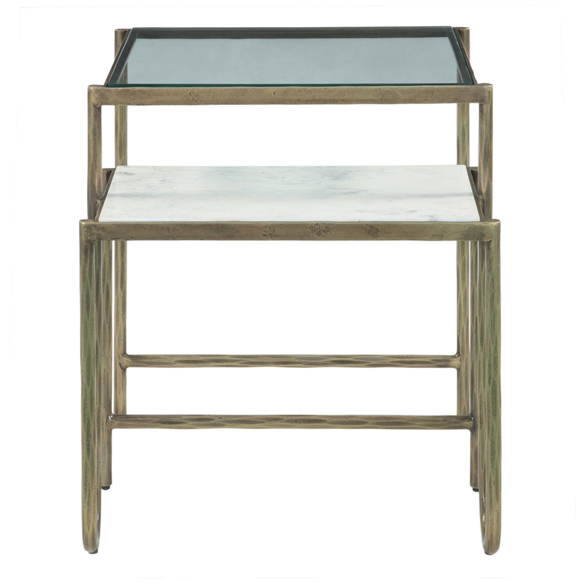 21.5" Glass and Marble Side Table