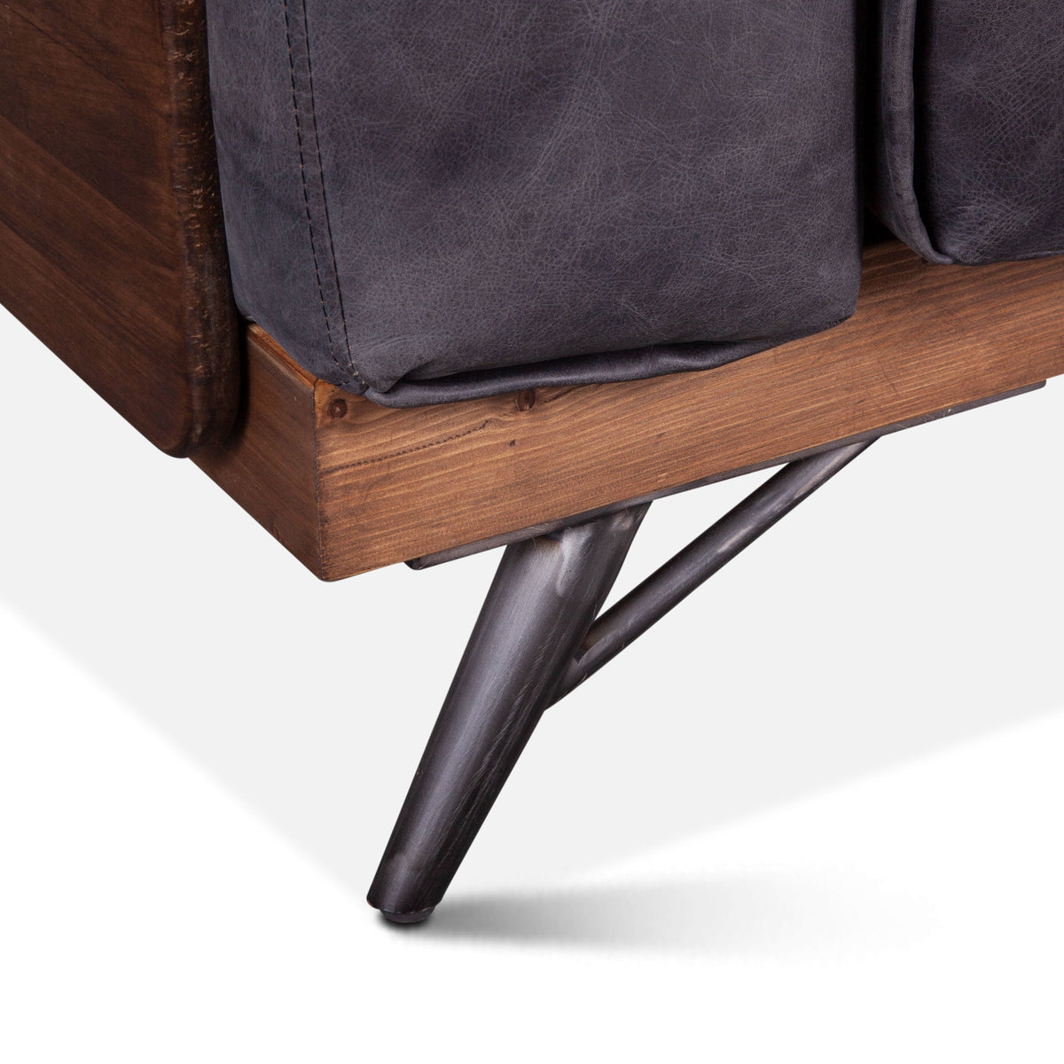 41" Antique Ebony Leather Accent Chair