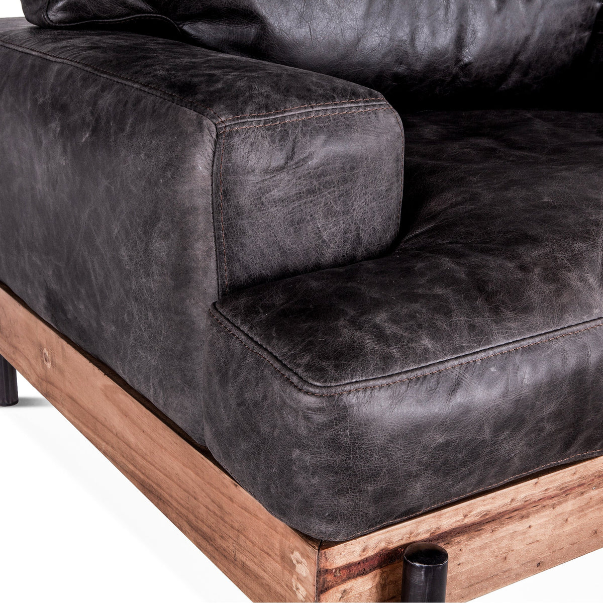 41" Morocco Black Leather Accent Chair
