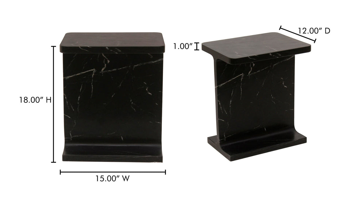 15" Black Marble Side Table