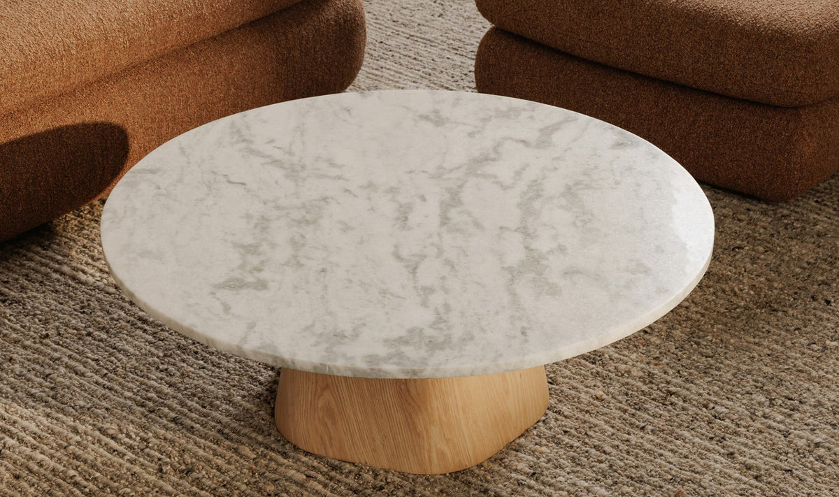 42" White Marble Coffee Table