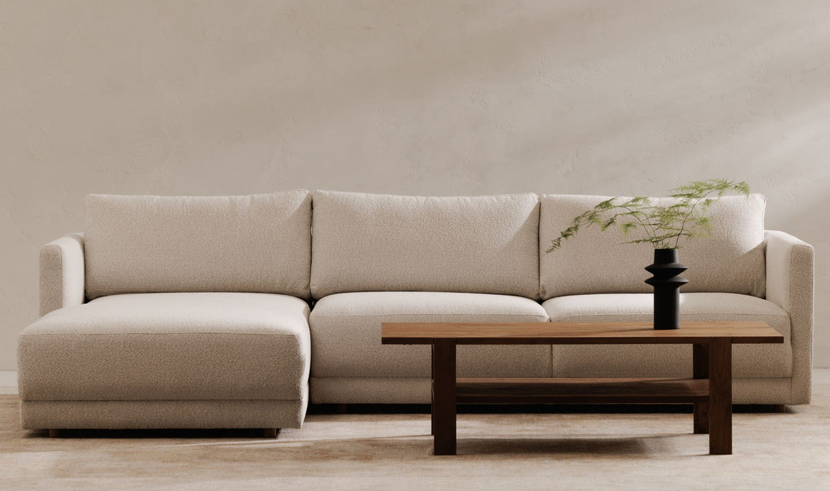 115.5" Oyster Upholstered Left Facing Sectional