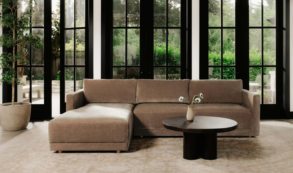 115.5" Camel Upholstered Right Facing Sectional