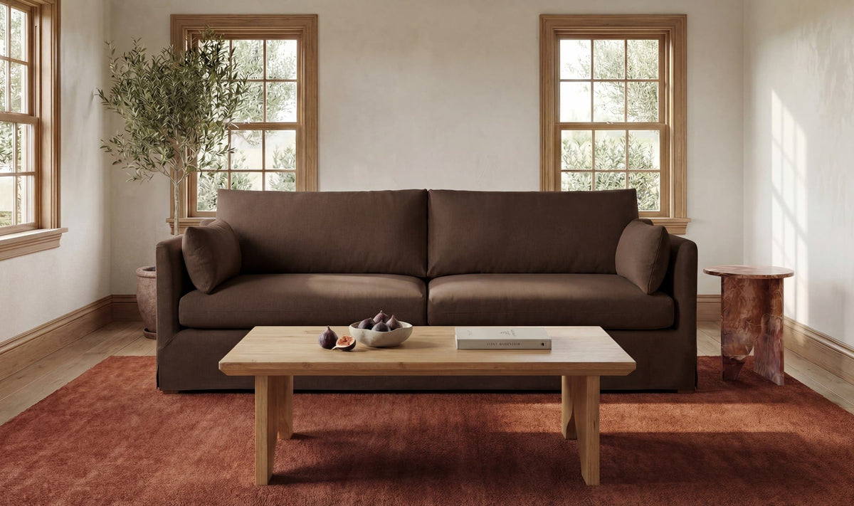 94" Dark Brown Upholstered Sofa