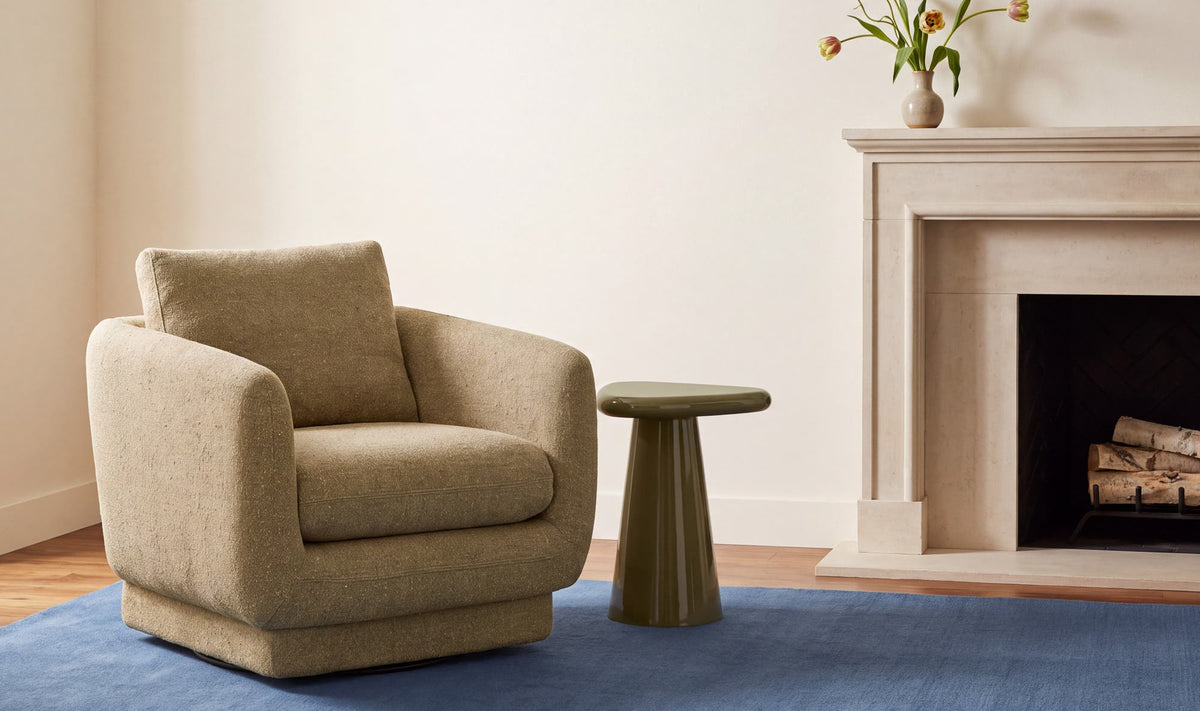 33.07" Jute Upholstered Swivel Accent Chair