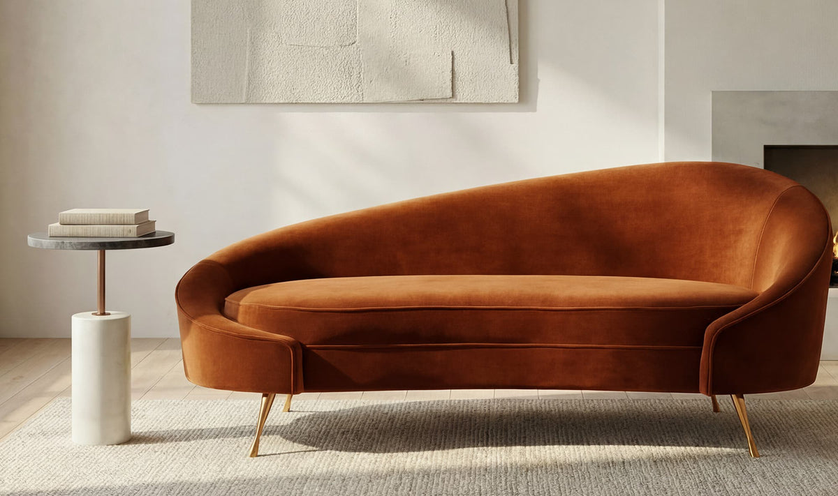 66" Orange Upholstered Chaise