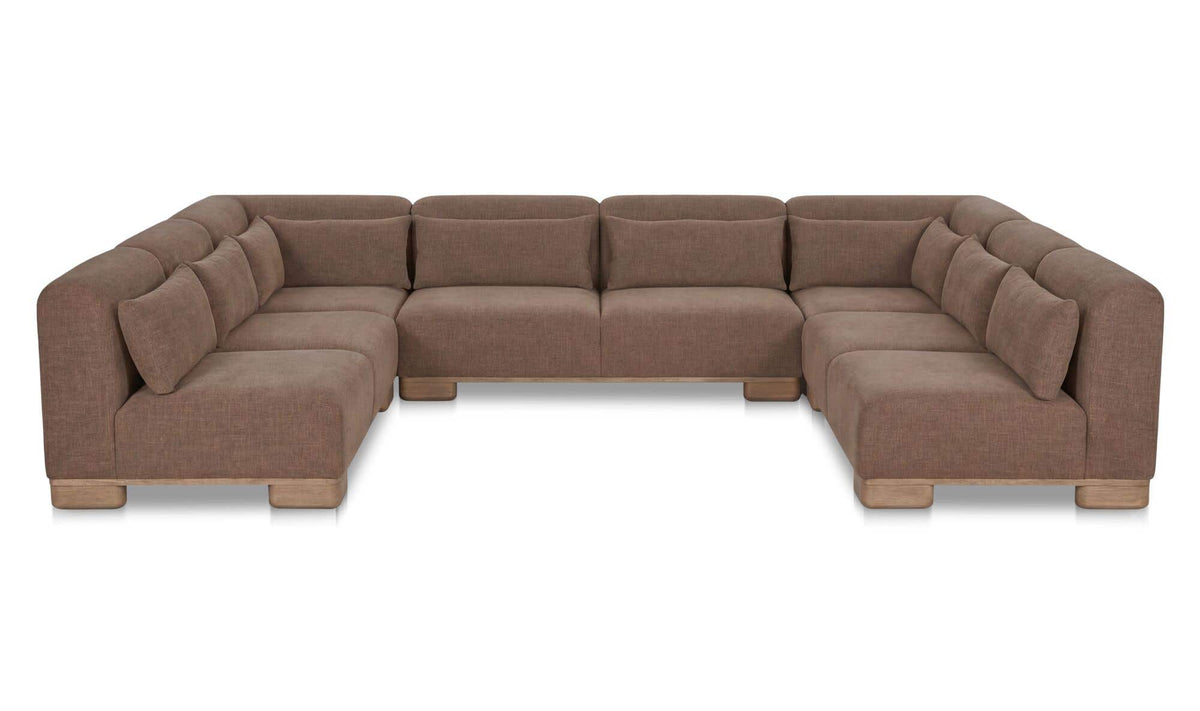 150" Dark Brown Upholstered Modular Sectional