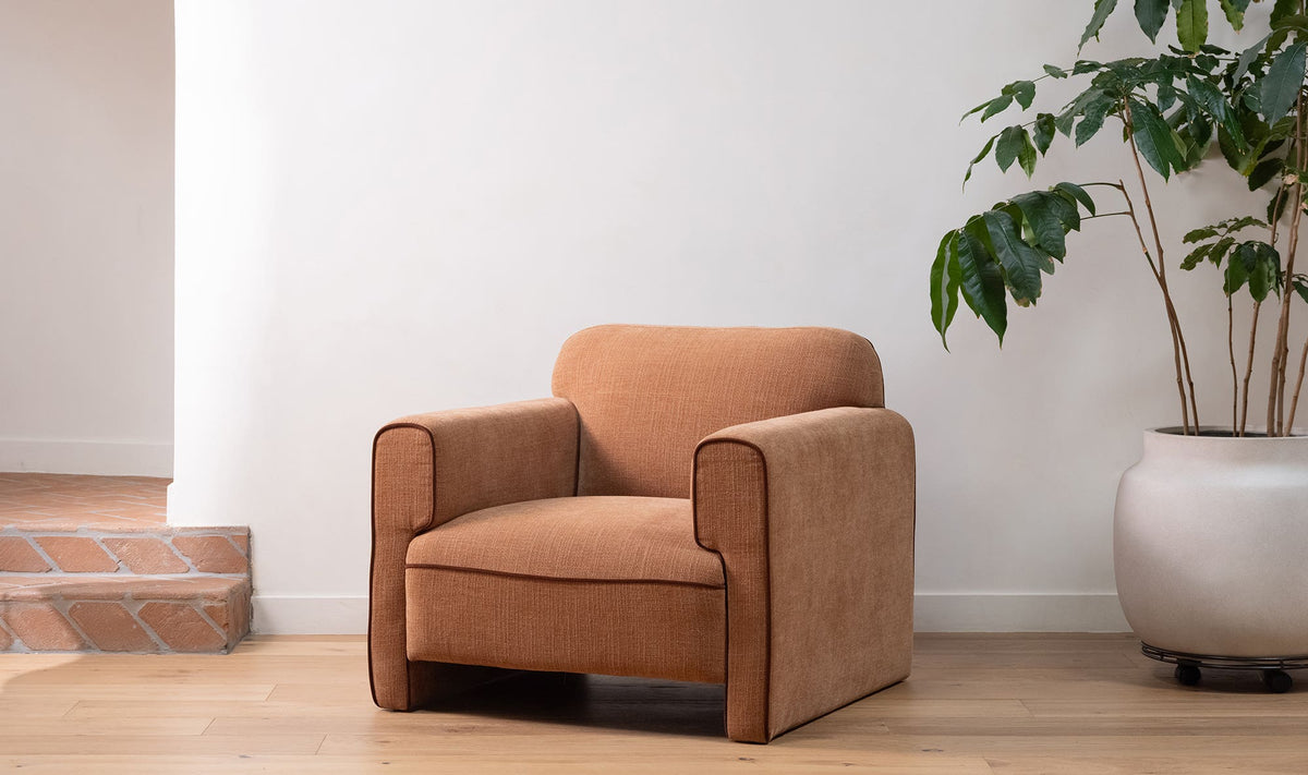 35.4" Light Brown Upholstered Accent Chair