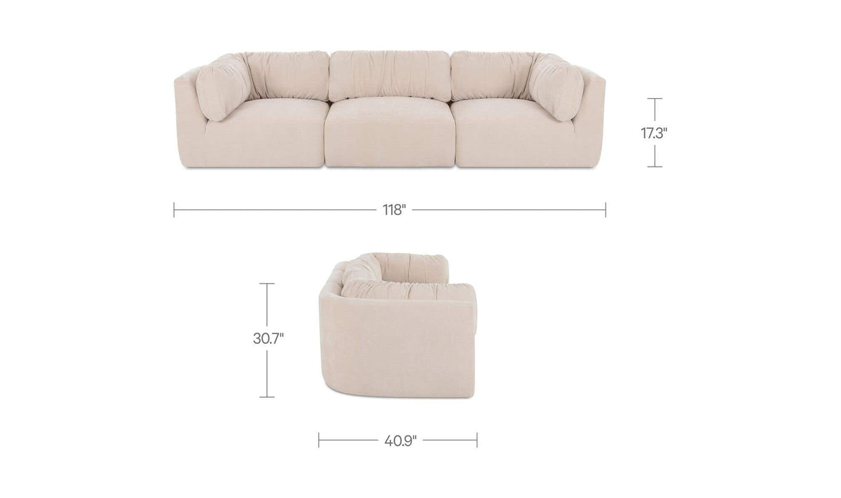 118" Oatmeal Upholstered Modular Sofa