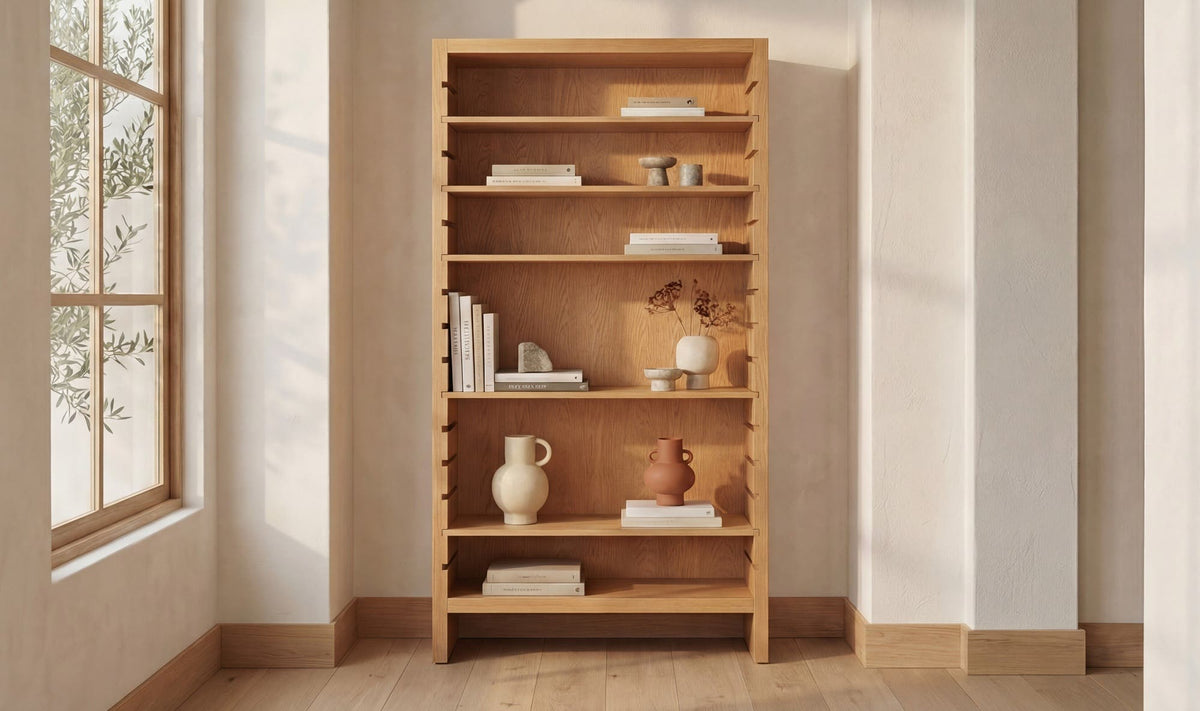 38.98" Natural Solid Oak Bookcase