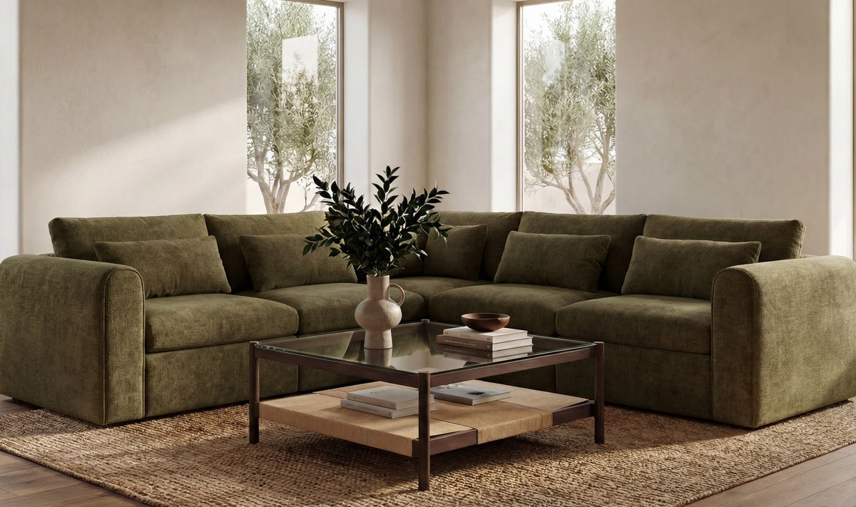40.16" Dark Green Upholstered Corner Chair