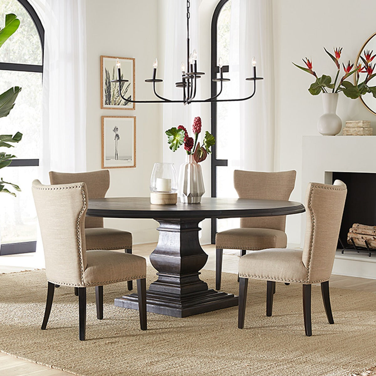 72" Vintage Brown Round Dining Table