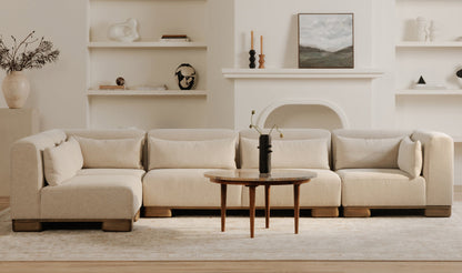 115" Oatmeal Upholstered Modular Sofa