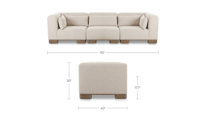 115" Oatmeal Upholstered Modular Sofa