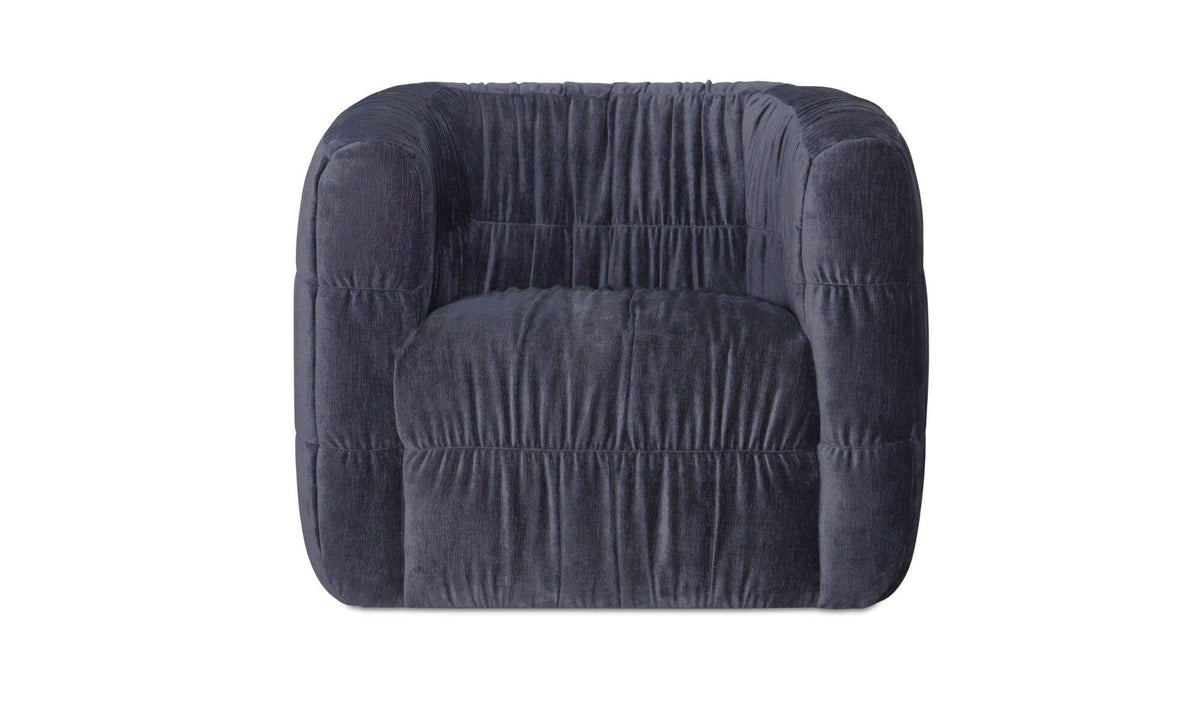 35" Navy Upholstered Swivel Accent Chair