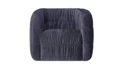 35" Navy Upholstered Swivel Accent Chair