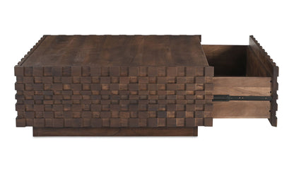 42" Brown Acacia Storage Coffee Table