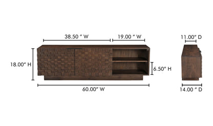 60" Brown Acacia Cabinet