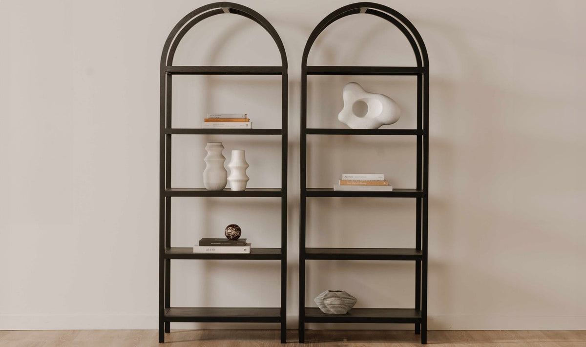 30" Black Solid Oak Bookcase