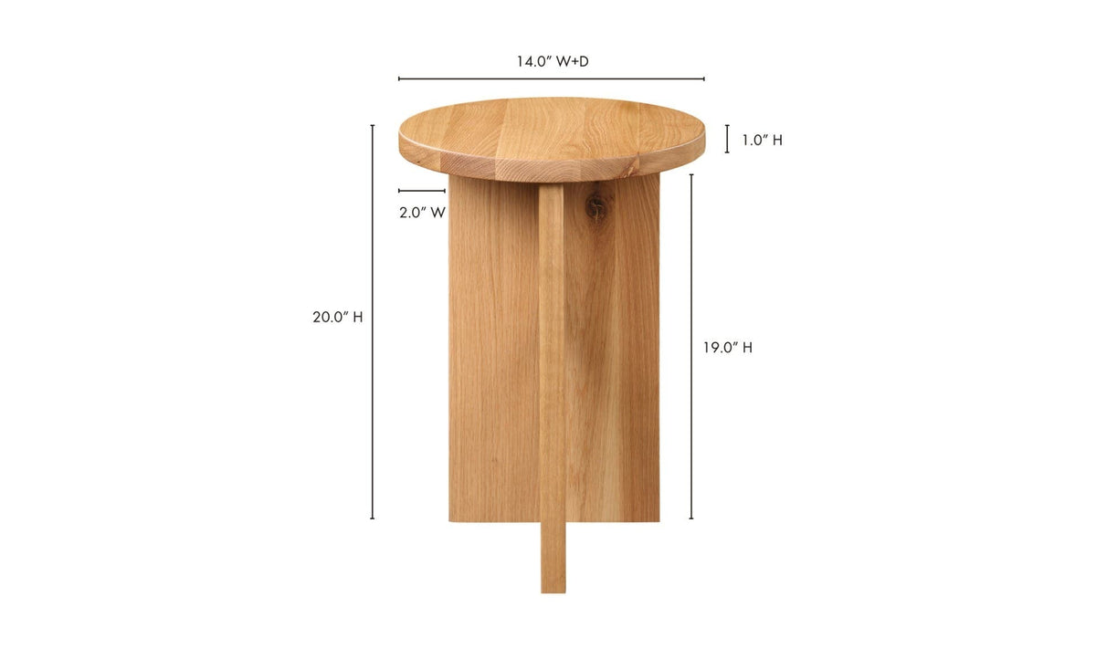 14" Natural Solid Oak Side Table