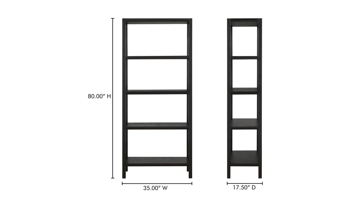 35" Black Bookcase