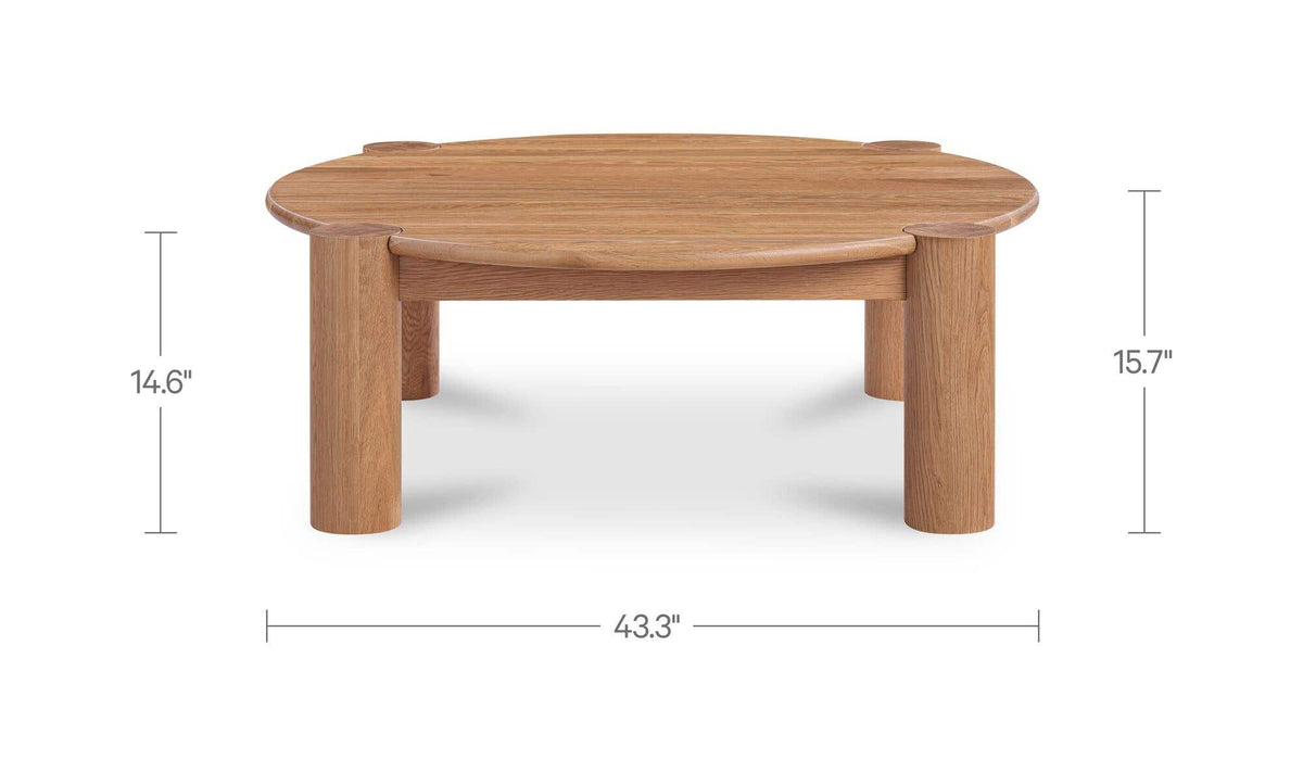 43.3" Natural Solid Oak Coffee Table