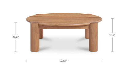 43.3" Natural Solid Oak Coffee Table