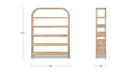 60" Natural Solid Oak Large Bookcase