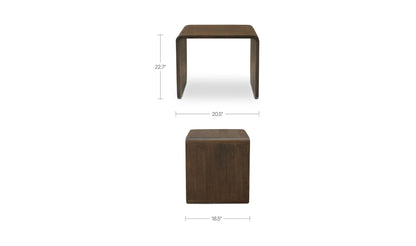 20.5" Dark Brown Mango Wood Side Table