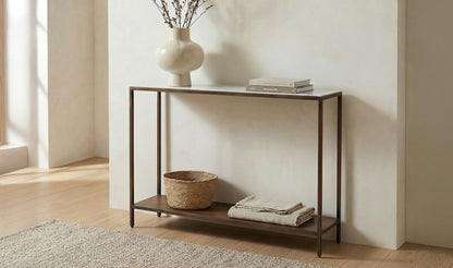 42" Antique Copper Marble Console Table