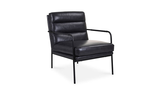 23.5" Raven Black Leather Accent Chair