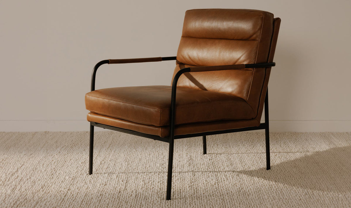 23.5" Brown Leather Accent Chair