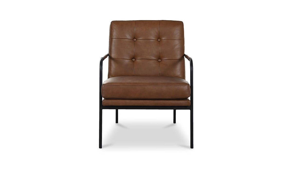 23.62" Brown Leather Accent Chair
