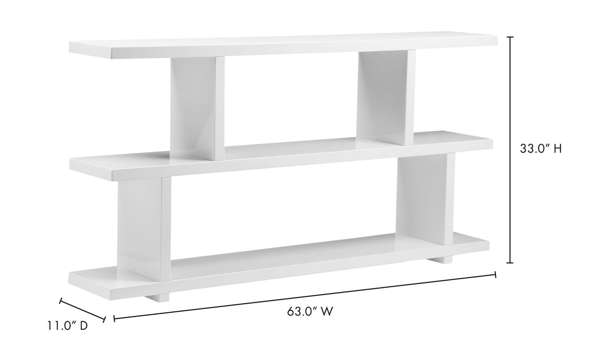 63" White Small Shelving Unit