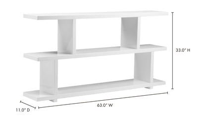 63" White Small Shelving Unit