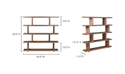 63" Brown Walnut Large Shelving Unit