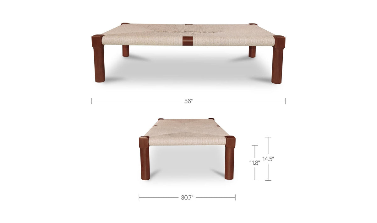 56" Dark Brown Teak Coffee Table