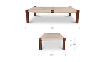 56" Dark Brown Teak Coffee Table