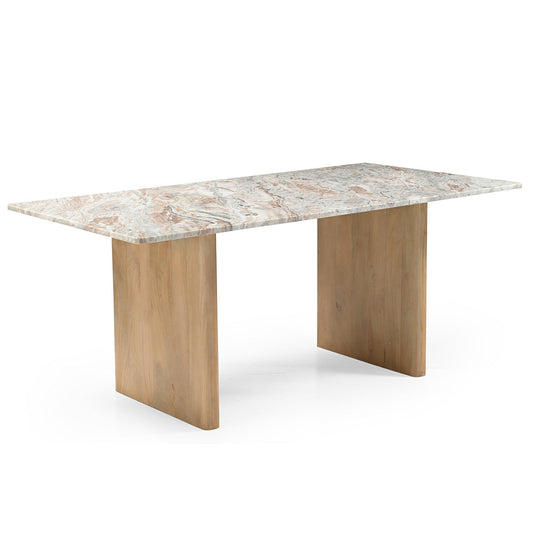 76" Toronto Marble and Light Mango Dining Table