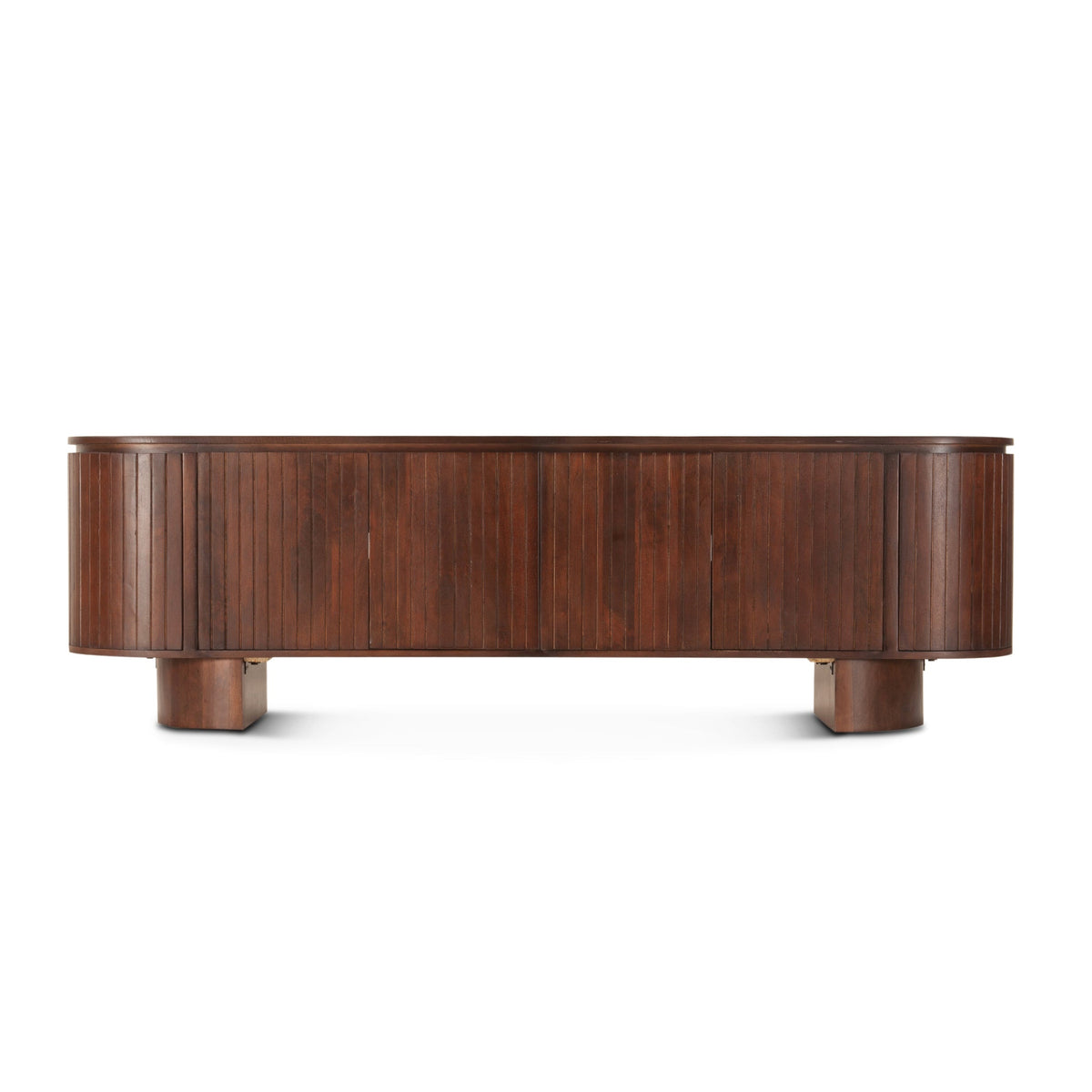 79" Aged Mahogany Mango Wood Media Cabinet