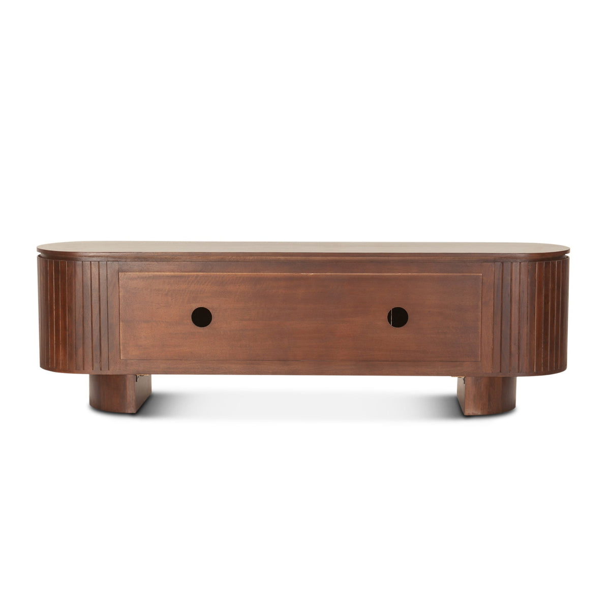 79" Aged Mahogany Mango Wood Media Cabinet