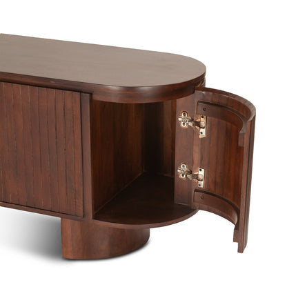 79" Aged Mahogany Mango Wood Media Cabinet
