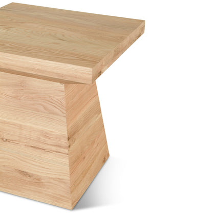 24" Natural Oak Wood Side Table
