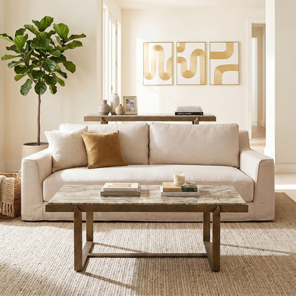 49" Capri Beige Marble Coffee Table